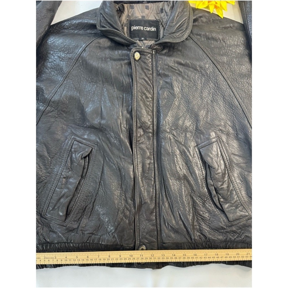 Pierre Cardin Leather Bomber Jacket XL Mens Black Excellent Vintage Quilted - Picture 10 of 16